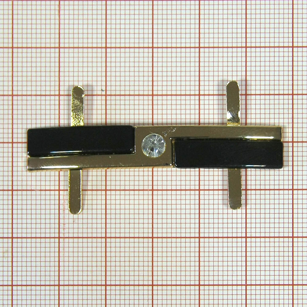 Краб металлический Запонка 1 бел.камень, GOLD, черный, шт. Крабы Металл Геометрия