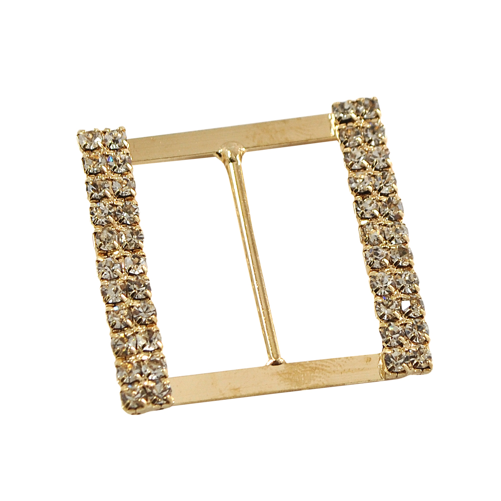 Украшение стеклянное 7603 /А-318 GOLD/ пряжка 2,6см / 2 ряда верхние 11*2, низ 11*2 камни. Перетяжка металл со стразами