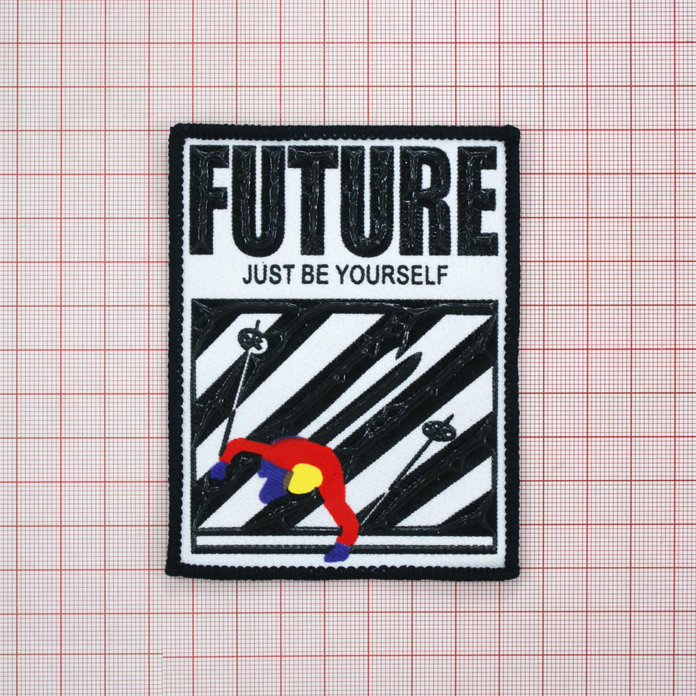 Нашивка тканевая FUTURE JUST BE YOURSELF 10,5*8см белый, черный, красный, желтый, синий, шт. Нашивка Вышивка, Ткань
