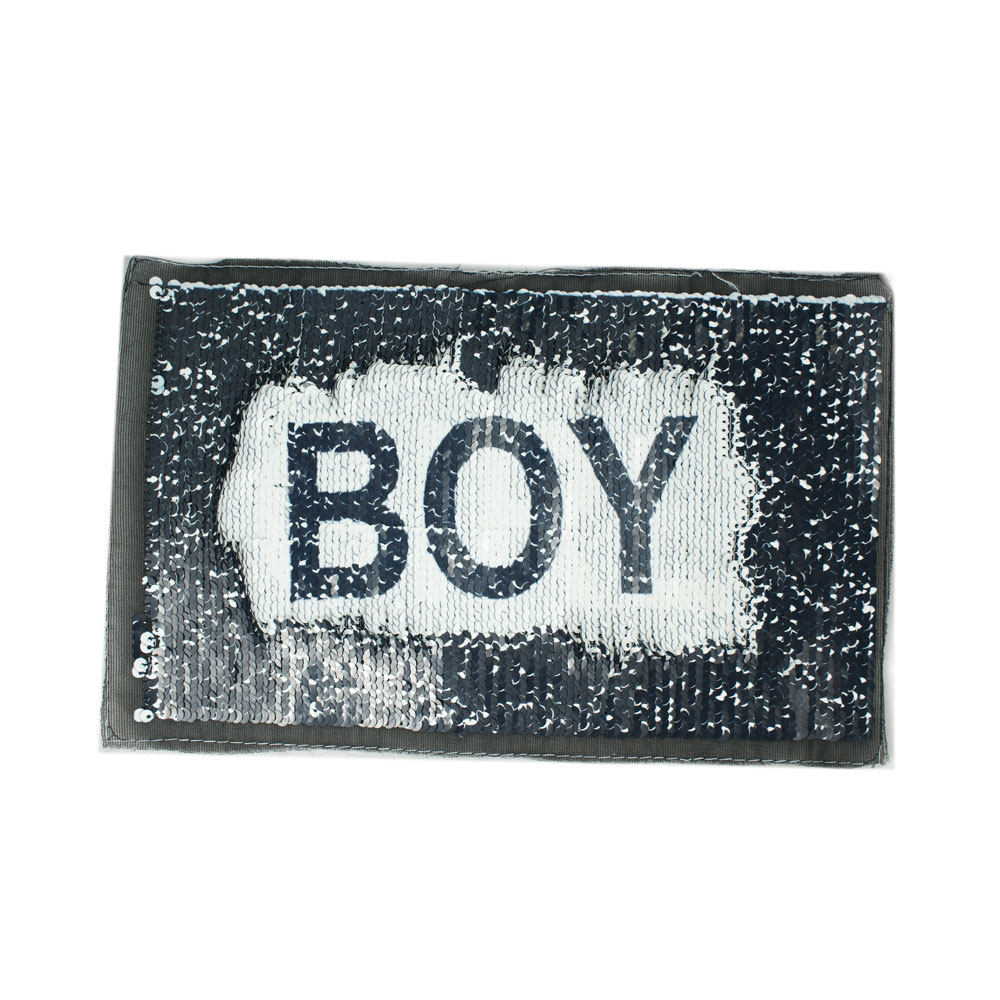 Аппликация пришивная пайетки двусторонняя GIRL/BOY 25*14,5см, черно-белая, шт. Аппликации Пришивные Пайетки