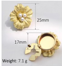 Клипса для пуговицы Цветок, золото, бусины. шт. Украшение для пуговицы
