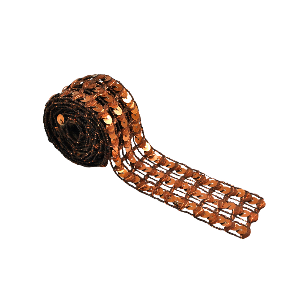 Тесьма пайетки 3,3см № 2 /коричневый, медь/10м. Тесьма Разное