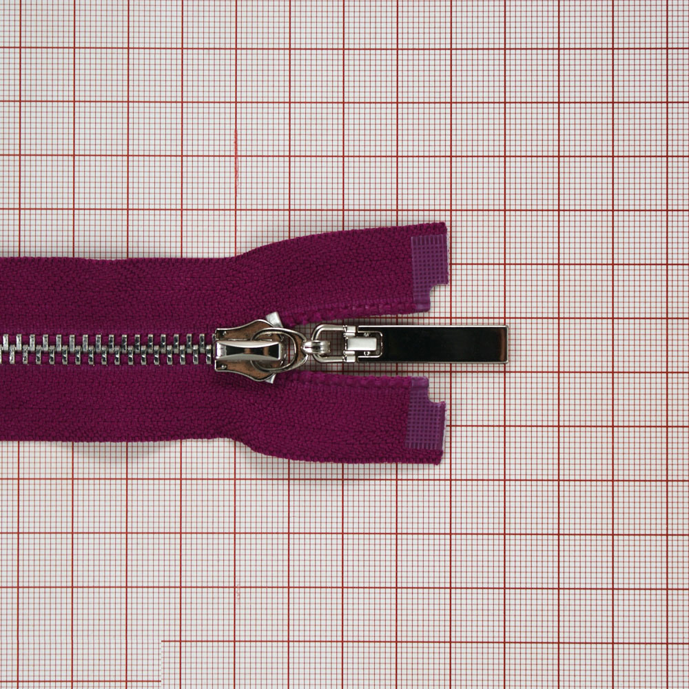 Змейка металлическая №5 85см, О/Е, Nickel и темно-розовая ткань, шт. Змейка Металл