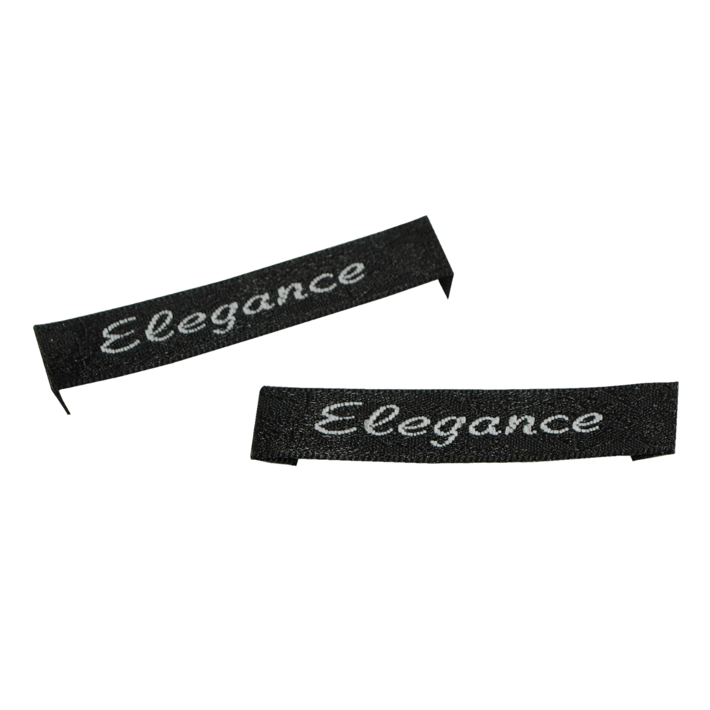Этикетка тканевая вышитая шт. Elegance черная 1*4,8см, шт. Вышивка / этикетка тканевая