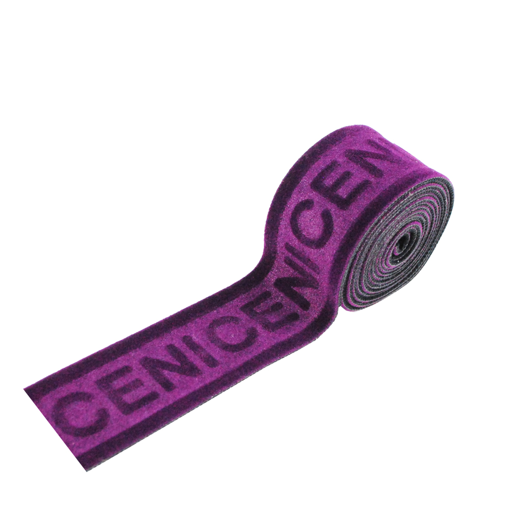 Тесьма велюр NICE 3см, филолетовая основа и темно-фиолетовый лого, 50ярд. Тесьма