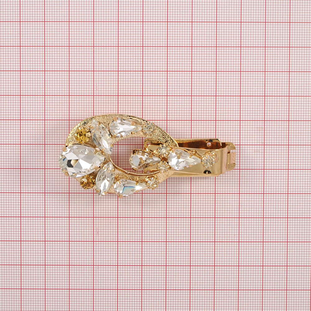 Клипса шубная 3279891 GOLD, белая, топаз камни /80*35мм/, шт. Клипсы шубные, крючки