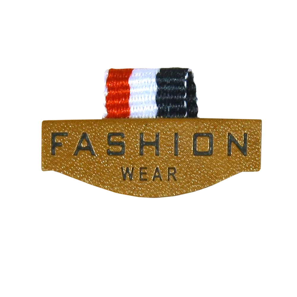 Лейба кожзам Fashion Табличка WEAR 26*15мм коричневая, тесьма. Лейба Кожзам
