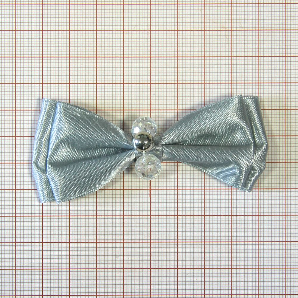 Аппликация декор обувная FF-123 серый бантик Атлас, шт. Аппликации Пришивные Цветы Банты