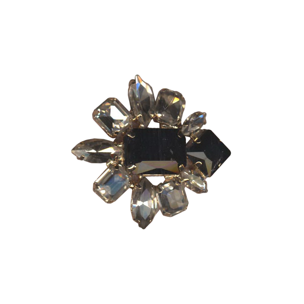 Краб металл 30089 Черепашка GOLD, белые камни, черный центр /47*43мм. Крабы Металл Геометрия Декор