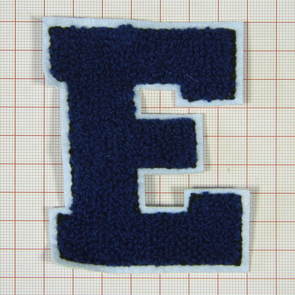 Нашивка махровая E 70*90мм буква сине-белая, шт. Нашивка Махровая