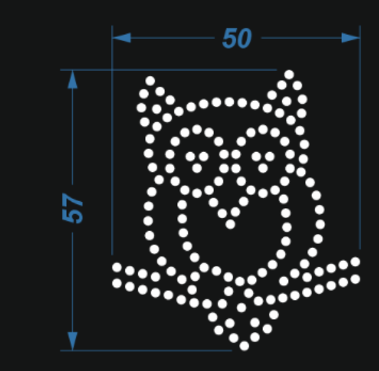 Аппликация из страз Сова, 5*5,7см, SS,5 серебро 62581, шт. Аппликация клеевая