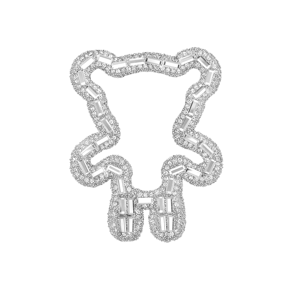 Аппликация клеевая глиттер стразы Мишка, 6*8см, серебро, шт. Аппликации клеевые Глиттер