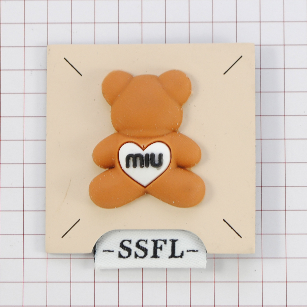 Лейба кожзам Мишка MIU, 4,5*4,8см, белый, коричневый, черный, светло-бежевый. шт. Лейба Кожзам