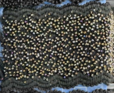 Резинка 7см  с разноцветным бисером, черный, ярд. Резинка