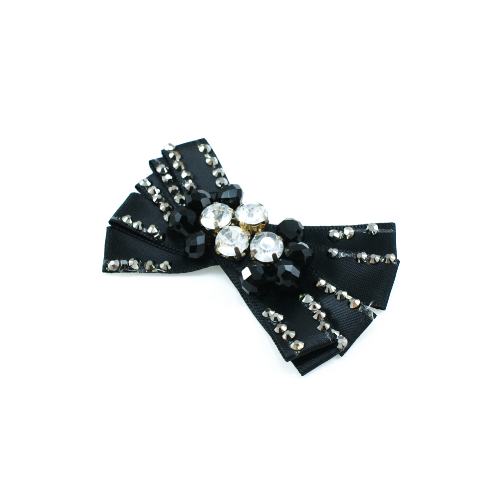 Аппликация декор черный бант 8 лент, камни. Аппликация Декор