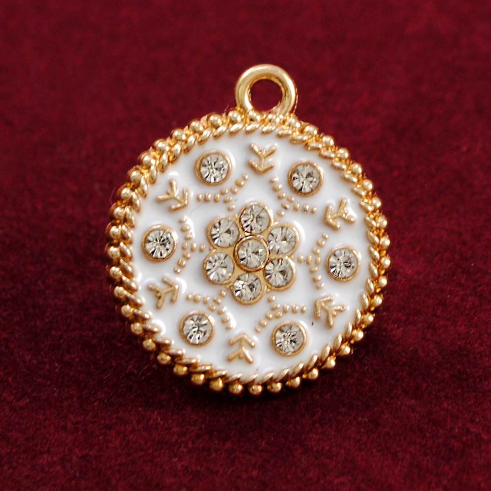 Подвеска металл Снежинка, 2*2см, зол., бел.эмаль, камни АА, шт. Подвески