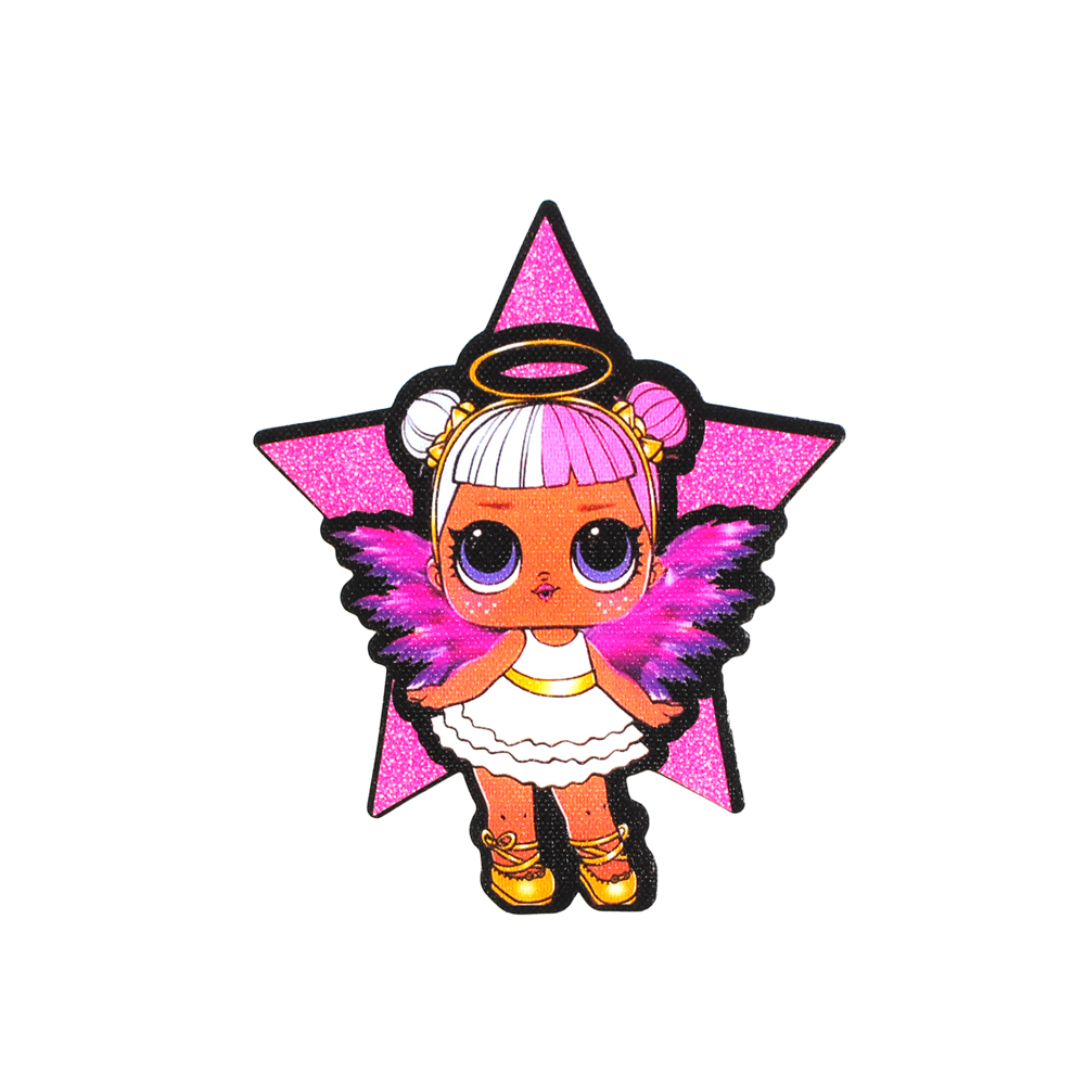 Нашивка глиттер Кукла L.O.L. (Star Angel) 14.5*12см розово-белая, шт. Нашивка Глиттер