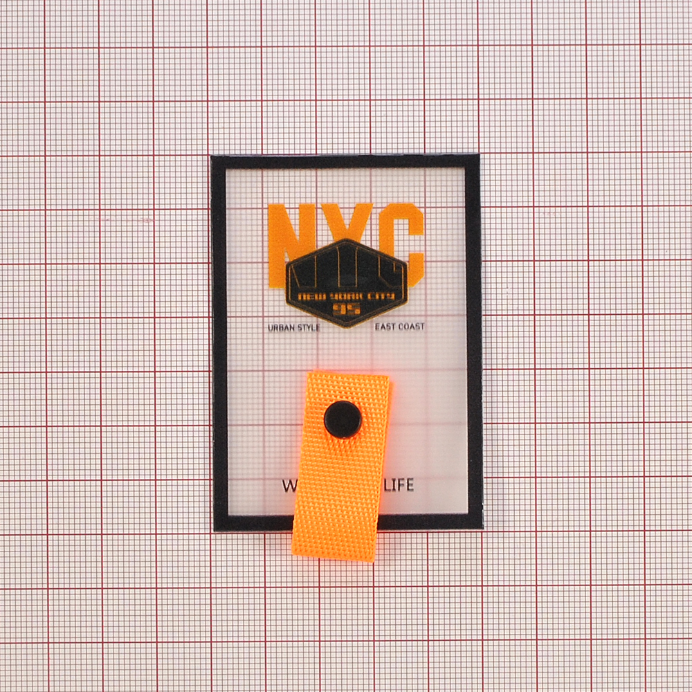 Лейба клеенка с хольнитеном NYC, 5*7см, черный, оранжевый, прозрачный, шт. Лейба Клеенка