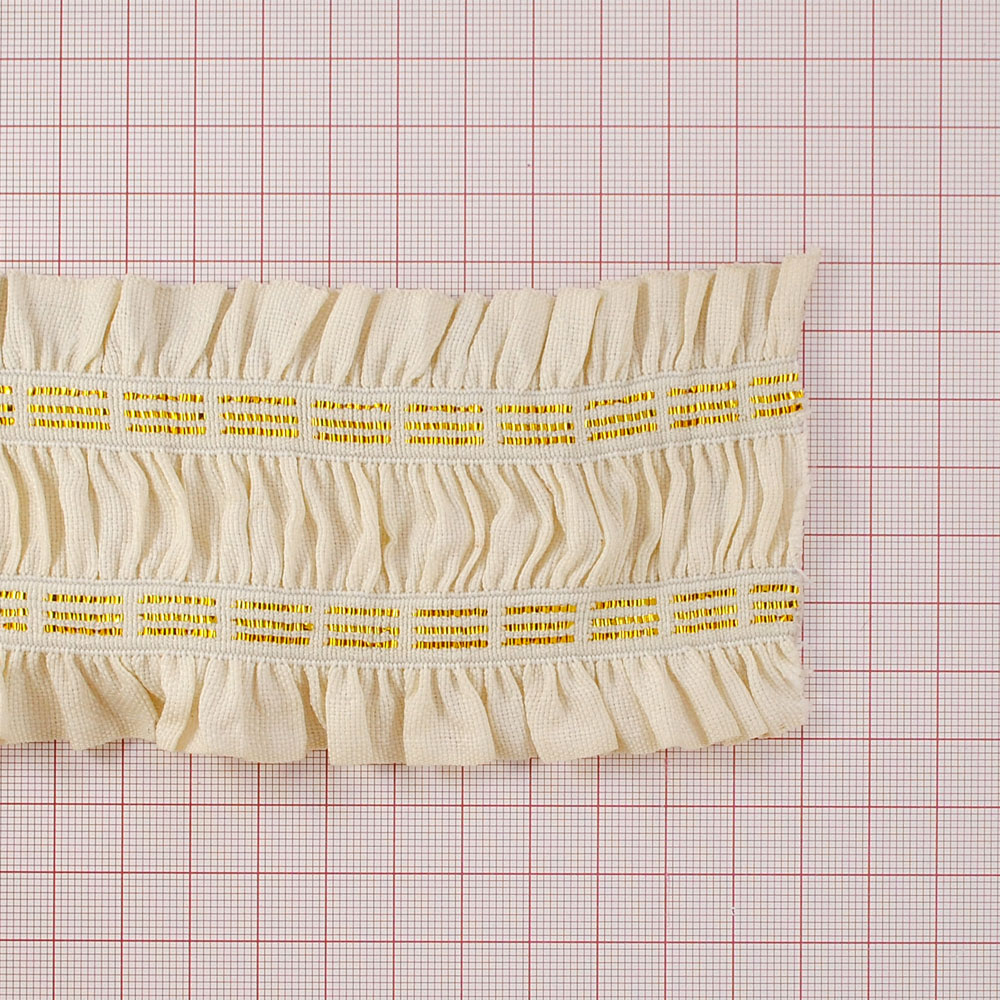 Резинка №49 7см рюш кремовый, золото, ярд. Резинка