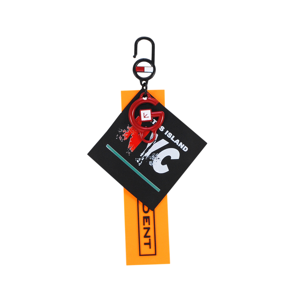 Подвеска резиновая с карабином  NYC, 6*16см, черный, красный, оранжевый,  шт. Подвески