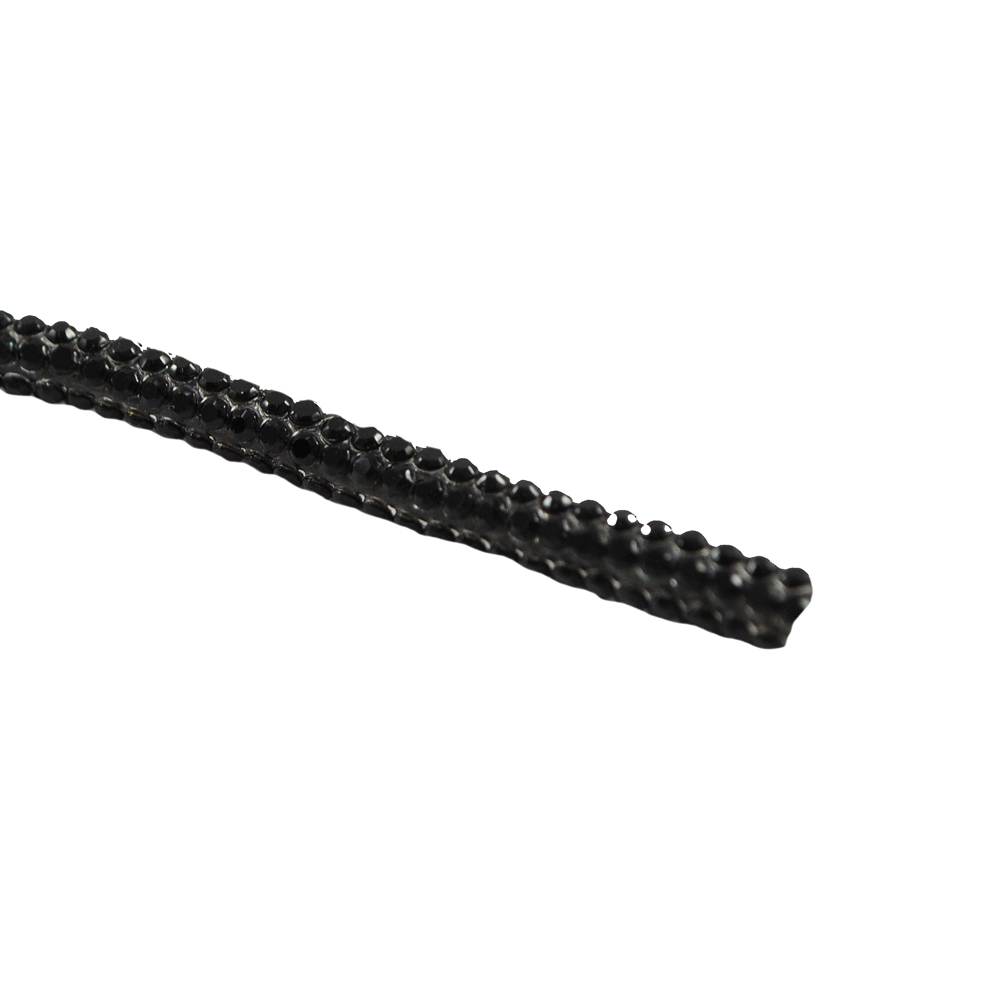 Шнур со стразами, SS5, 0,33см, черный, ярд. Тесьма из страз