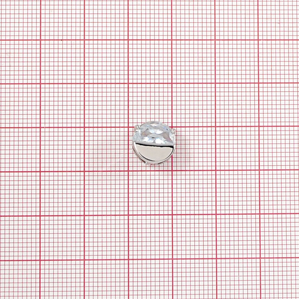 Краб камни и металл Круг, 1см, никель, белый, шт. Крабы Металл Геометрия Декор