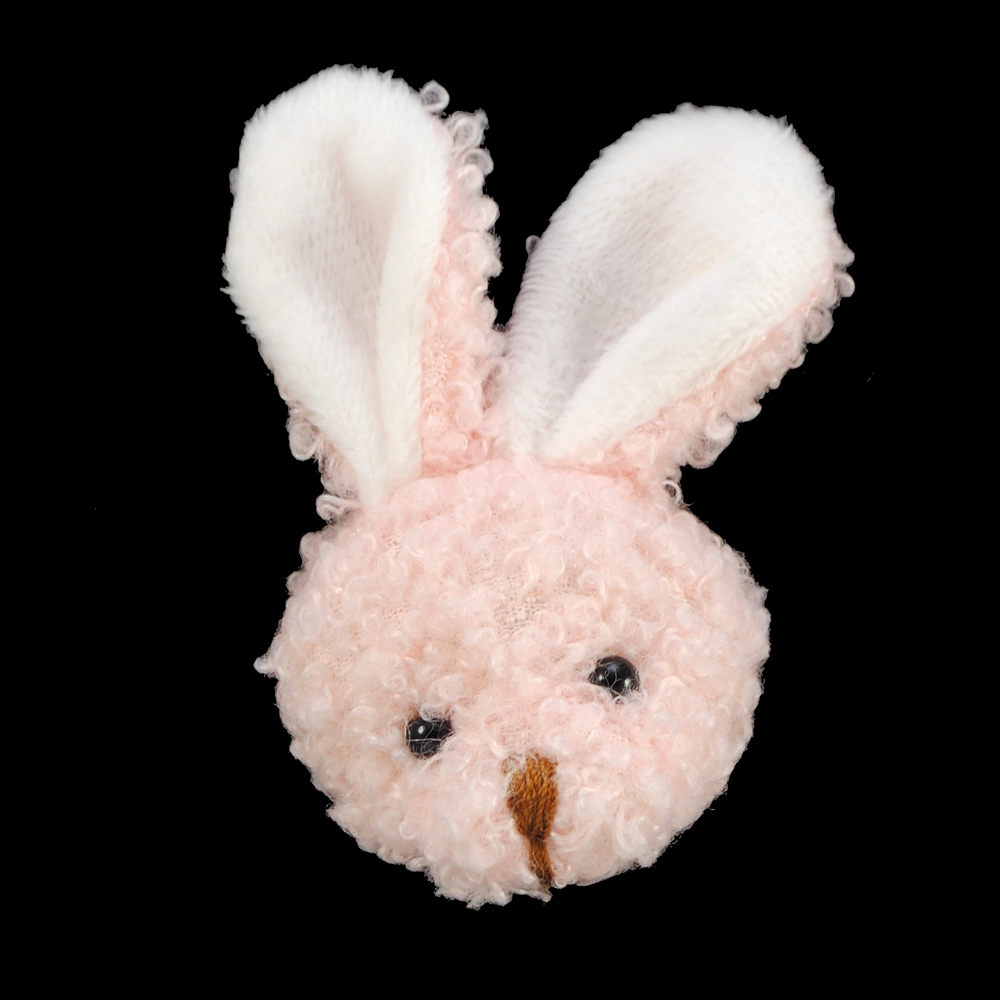 Аппликация тканевая пришивная детская Букле заяц, 5,3*8см, пудра, белый,  шт. Нашивка Детская