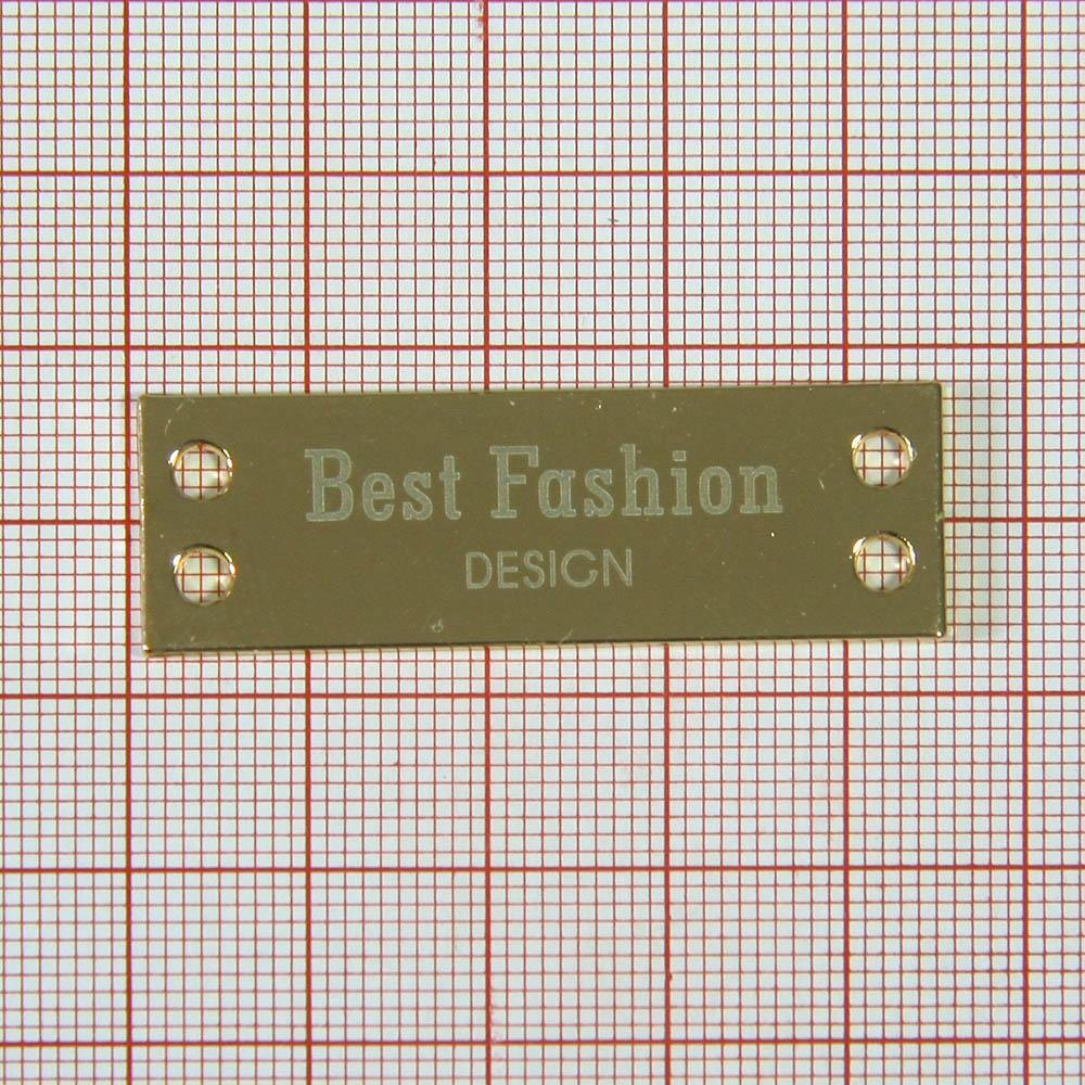 Лейба металл Best Fashion DESIGN, 4,5*1,5см, GOLD /лого лазер/. Лейба Металл