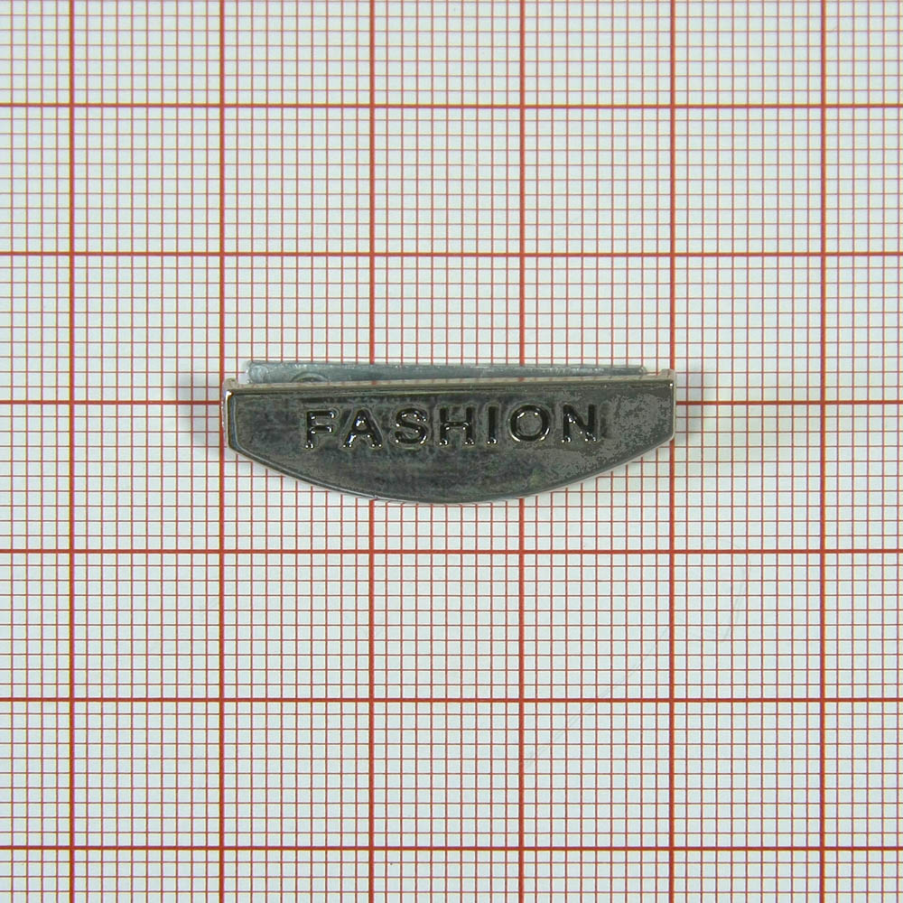 Лейба металл холитен Fashion Полукруг 30*9мм NIKEL, черная эмаль. Лейба Металл