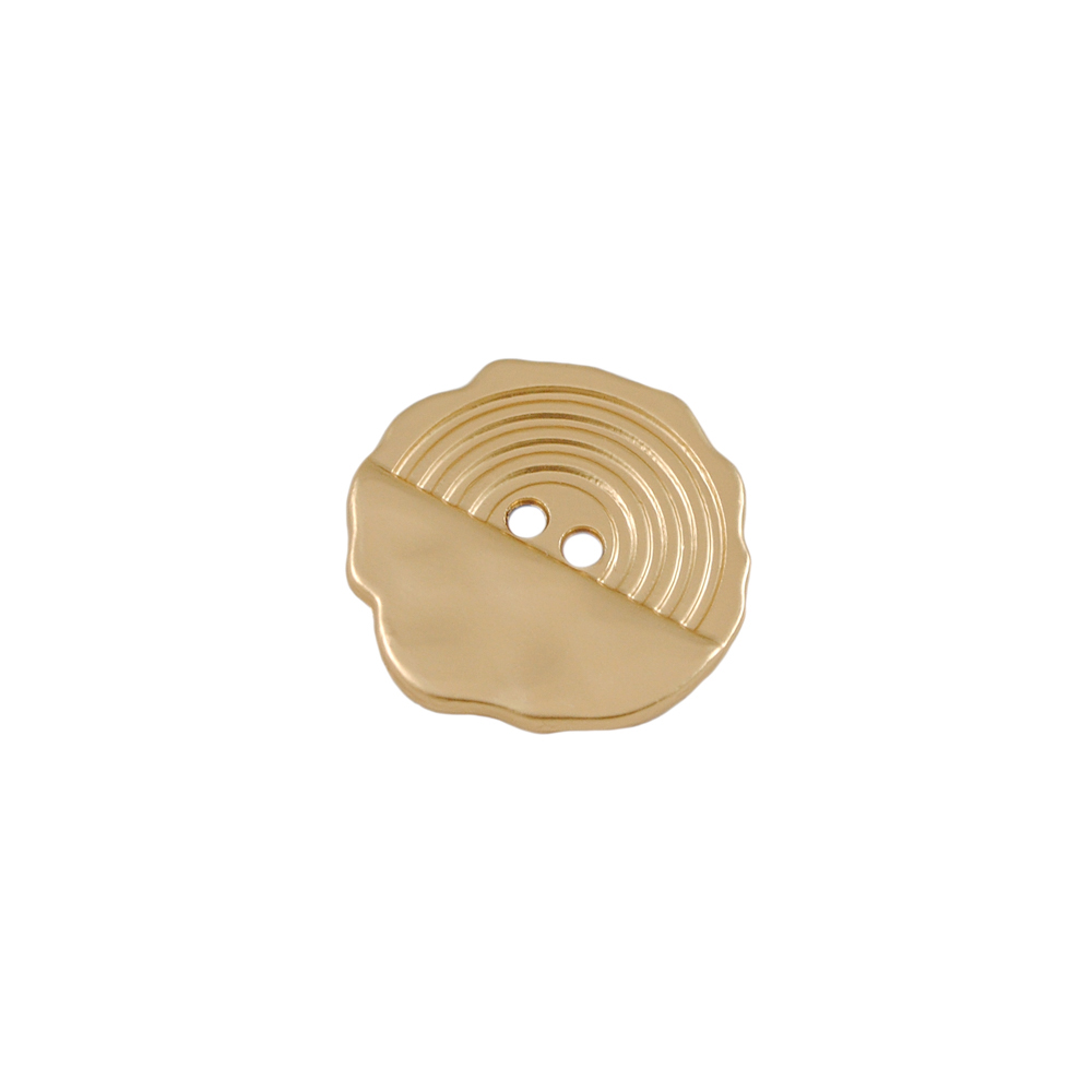 Пуговица металлическая круглая с рваными краями, узор дуги, 33мм, матовое золото, шт. Пуговица Металл