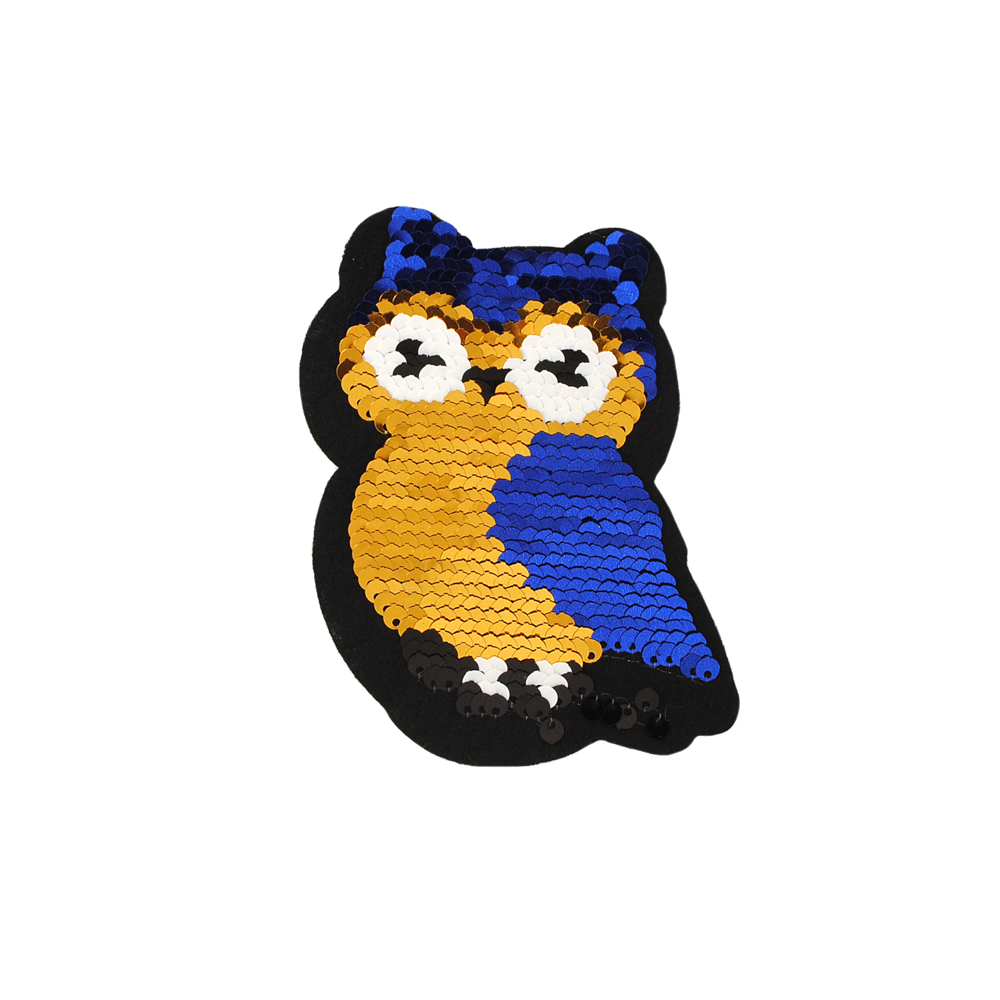 Аппликация клеевая пайетки двусторонняя Сова 10,5*8см, черный, красный, серебро, шт. Аппликации клеевые Пайетки