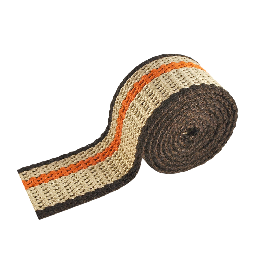 Тесьма ременная 3,5см песочная, оранжевая полоса, м. Тесьма Сумочная, Ременная