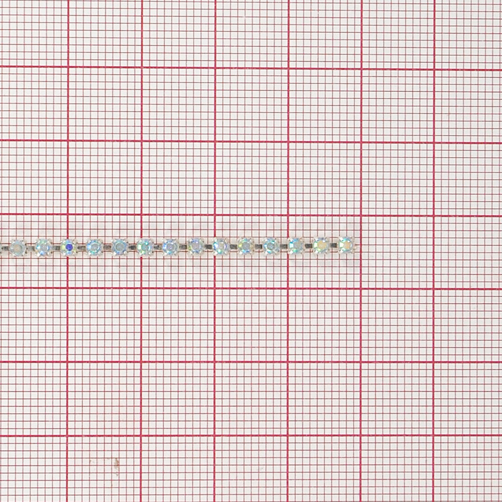 Тесьма стразы SS8, никель,  камни хамелеон, ярд. Тесьма из страз