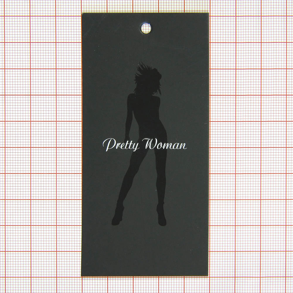 Этикетка бумажная Pretty woman черная 50*100мм. Этикетка бумага