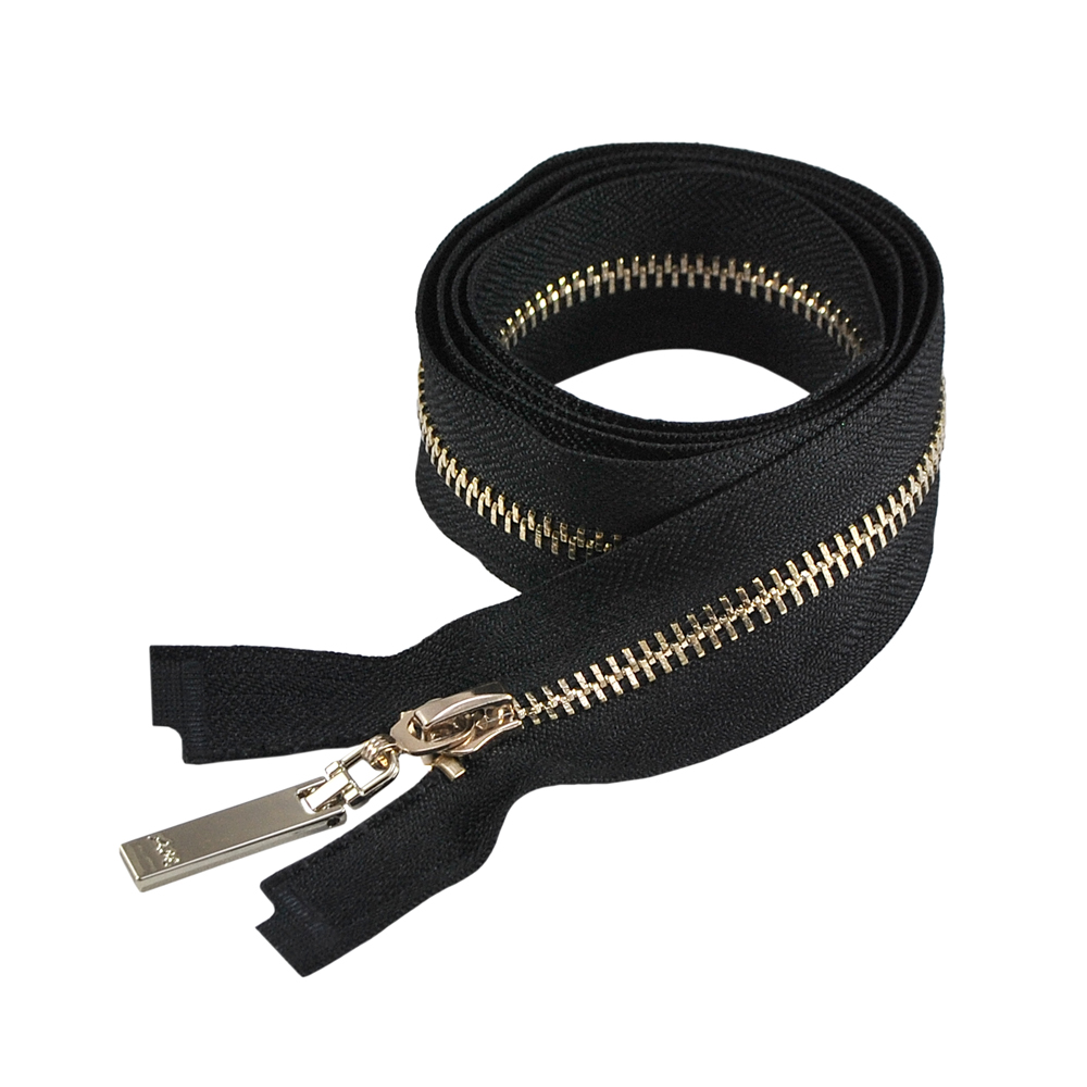 Змейка металлическая  №5 85см О/Е GOLD, черная ткань, односторонняя, шт. Змейка Металл