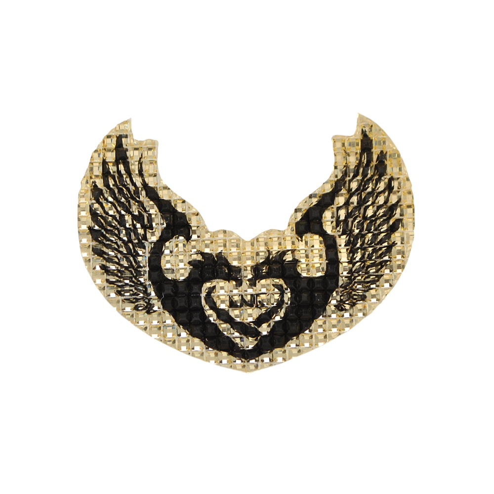 Аппликация клеевая резиновая D110 Крылья 54*42мм светло-желтый, черный рисунок, шт. Аппликации клеевые Резина, Силикон