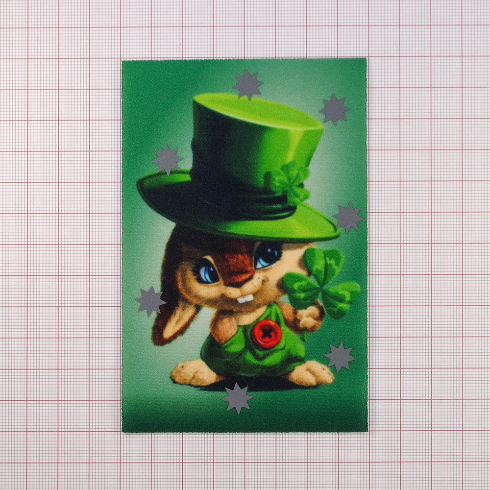 Аппликация композит, Заяц с клевером, 8*12см, дайвинг, сублимация, лазер, плёнка 57092, шт. Аппликация композит