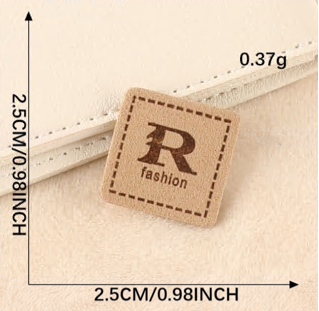 Лейба кожзам R Fashion, 2,5*2,5см, бежевый, коричневый, шт. Лейба Кожзам