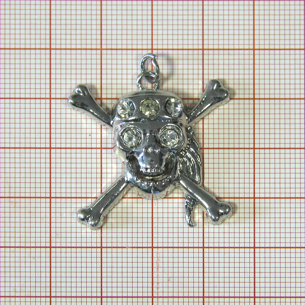 Подвеска металл HW-2641 Череп - белые камни, NIKEL . Подвески