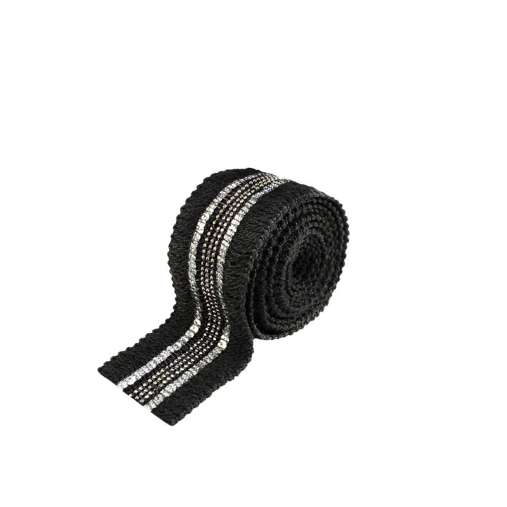 Тесьма Цепи с пайетками 3,5см черный, пайетки серебро, цепи никель, 50 ярд. Тесьма