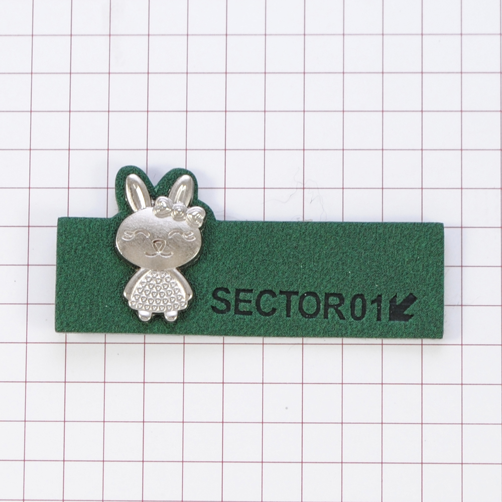 Лейба К/З зел, sector01, метал.заяц 1,5*5см., шт.. Лейба Кожзам
