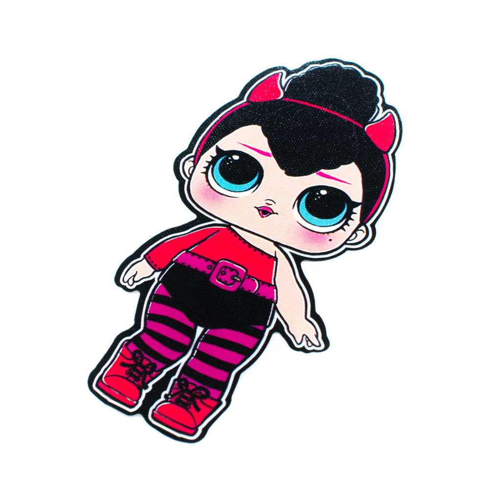 Нашивка глиттер Кукла L.O.L. (Чертенок) 15.5*9см красная, шт. Нашивка Глиттер