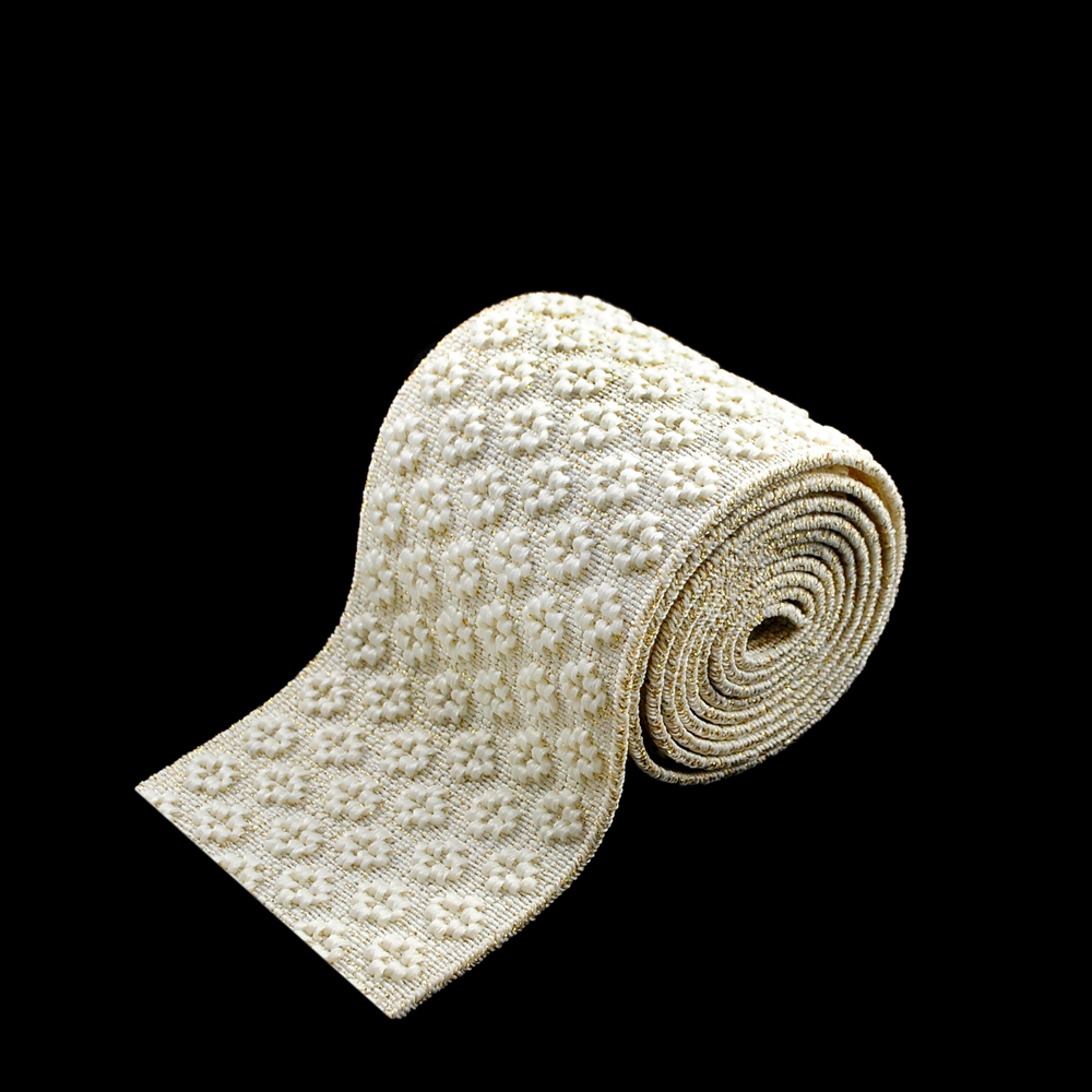 Резинка №48 6см бежевый, золото, Крестики, ярд. Резинка