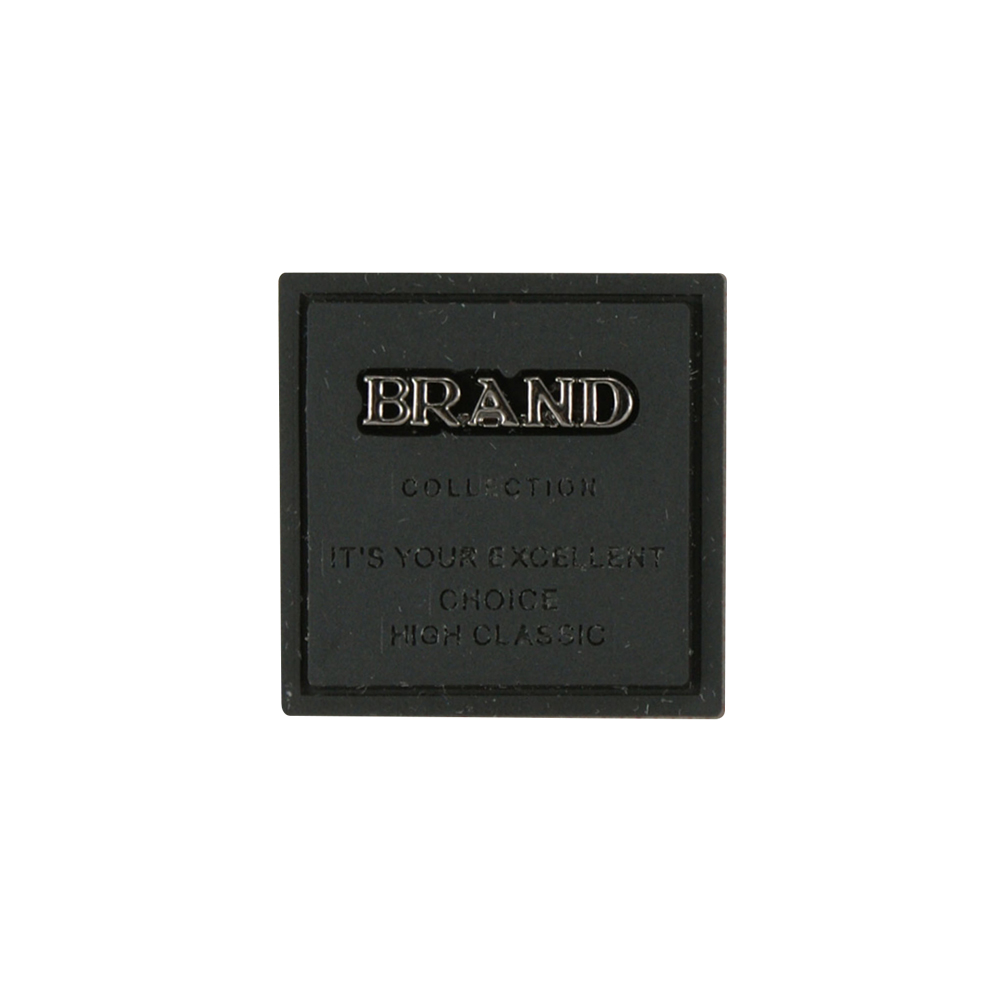 Лейба п/у, мет. BRAND квадр. 2,5*2,5см черн., BN, шт. Лейба Кожзам