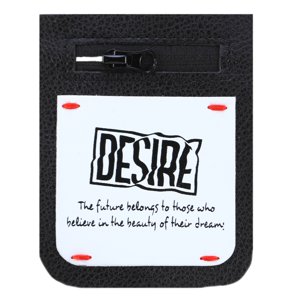 Аппл. к/з приш. карман и змейка DESIRE 8*10см черн., бел., шт. Нашивка Кожзам