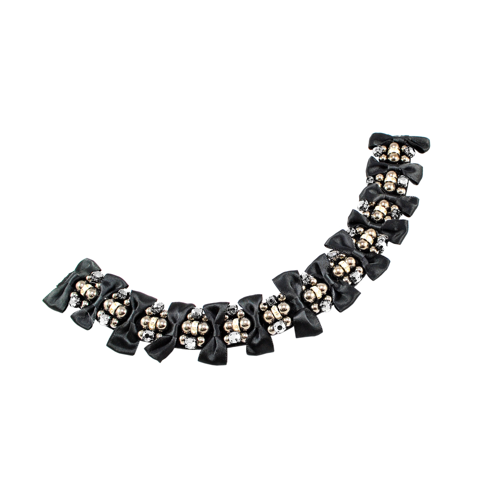 Воротник BS-013 Бантики 21*13см черный, мелкие кристалл камни, BN, шт. Воротники