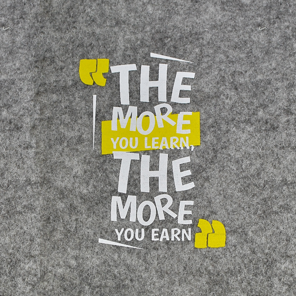 Термоаппликация №13-13 The more you learn… (текст) бело-желтая, 70*95мм, шт. Термопереводки Надписи