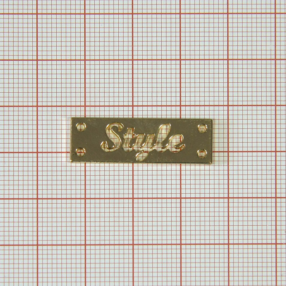 Лейба металл Style, 3*1см, GOLD /лого высеченный. Лейба Металл