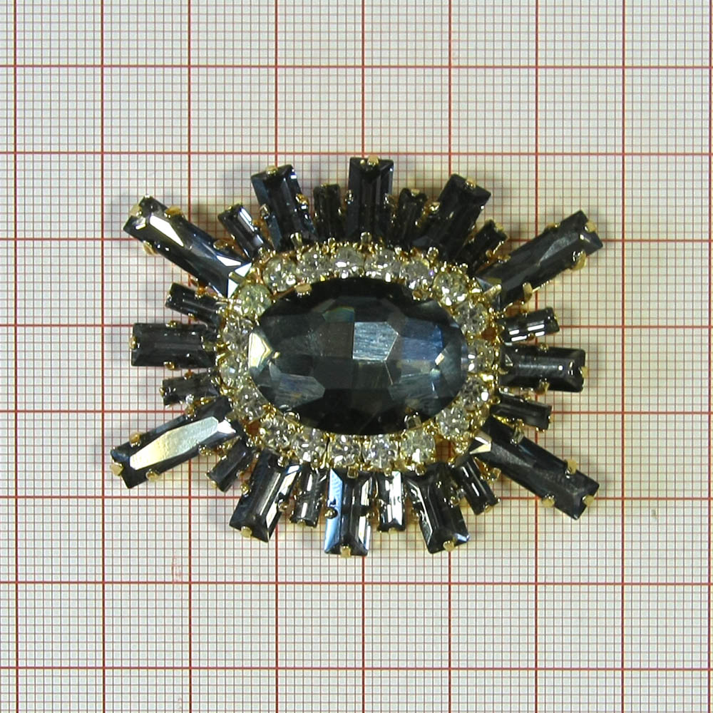 Краб металл Реснички GOLD, камни diamond black, белые камни /55*50мм. Крабы Металл Геометрия Декор