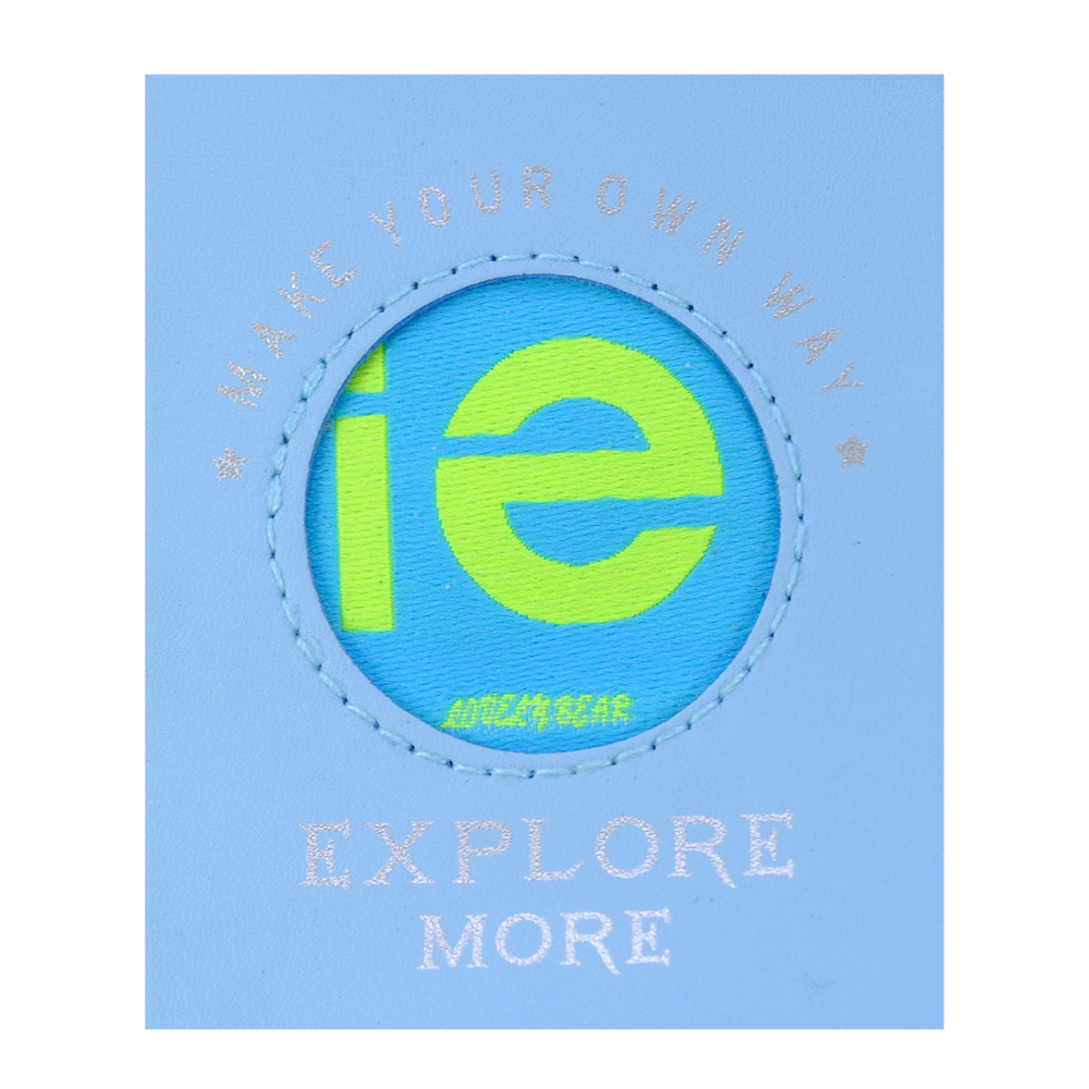 Лейба к/з с тканевой вставкой Explore More, 8*6,5см, голубой, зел., шт. Лейба Кожзам